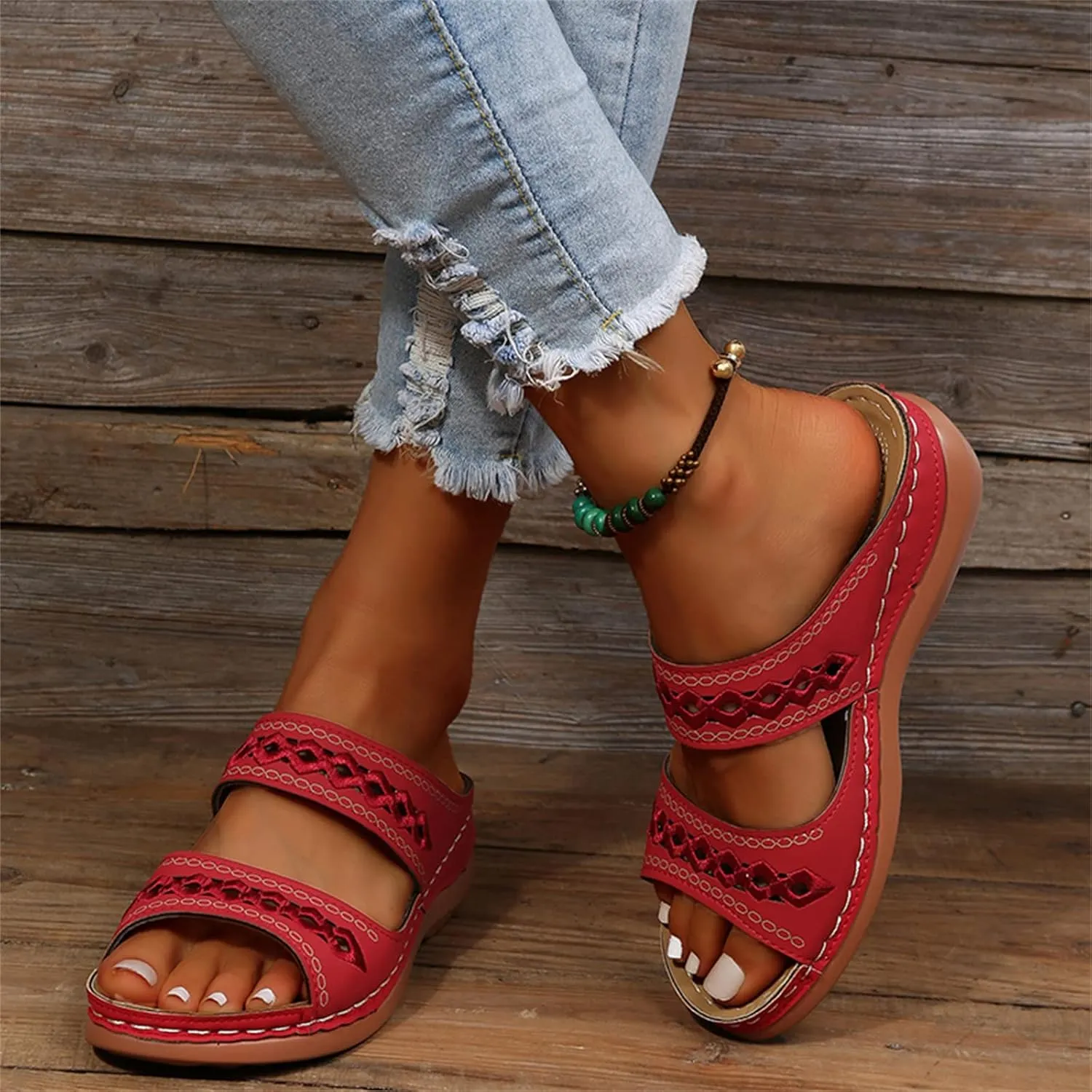 Ladmiple Womens Sandals Comfortable Slides Walking Orthotic Flip Flops Dressy Summer Orthopedic Slippers with Arch Support