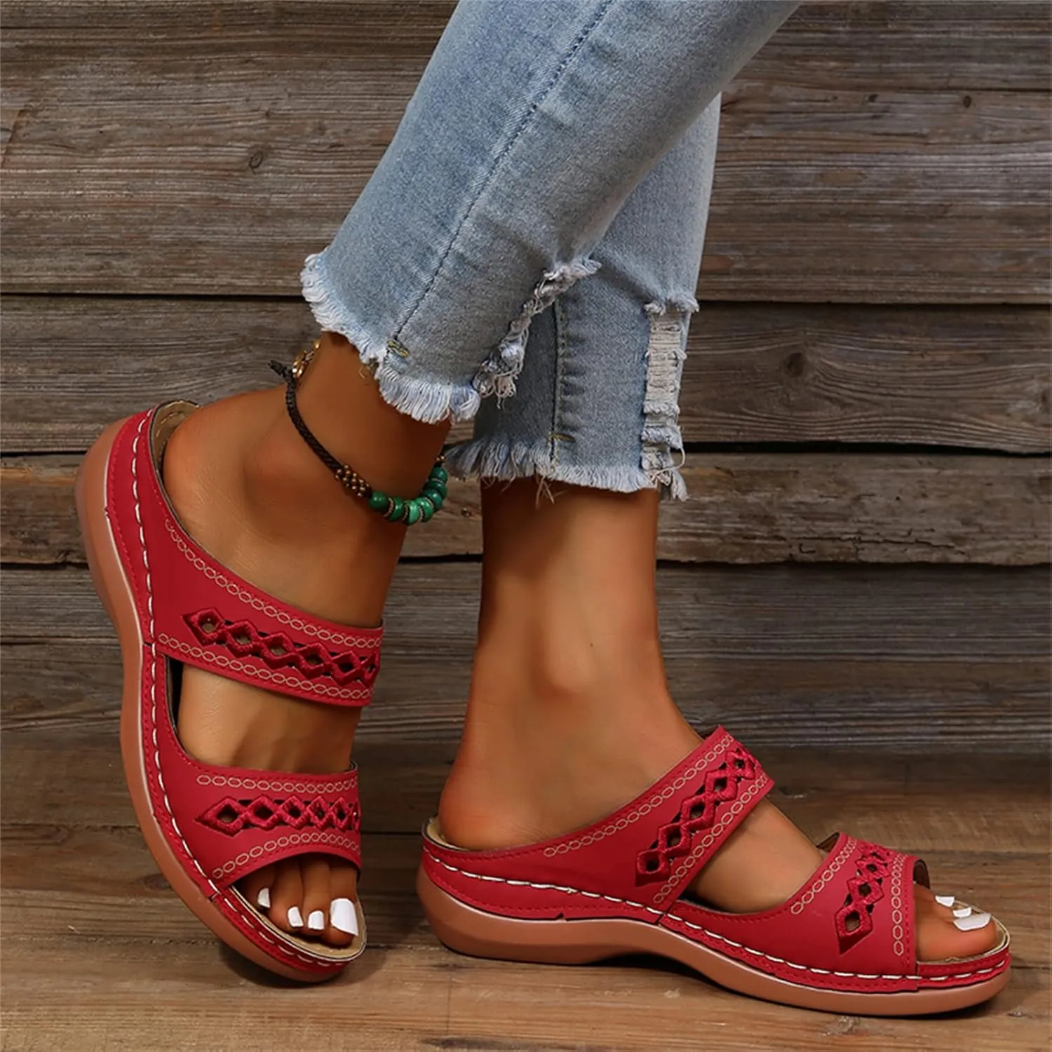 Ladmiple Womens Sandals Comfortable Slides Walking Orthotic Flip Flops Dressy Summer Orthopedic Slippers with Arch Support