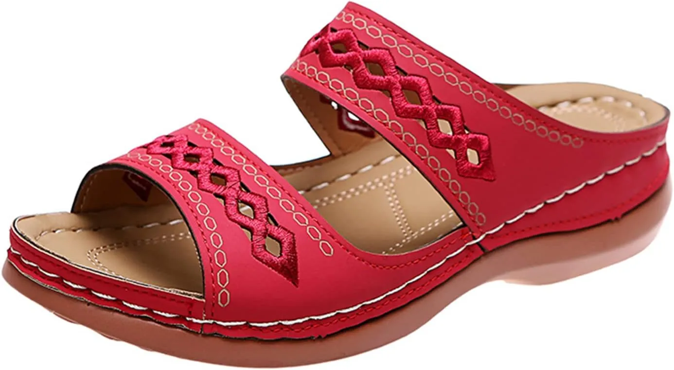 Ladmiple Womens Sandals Comfortable Slides Walking Orthotic Flip Flops Dressy Summer Orthopedic Slippers with Arch Support