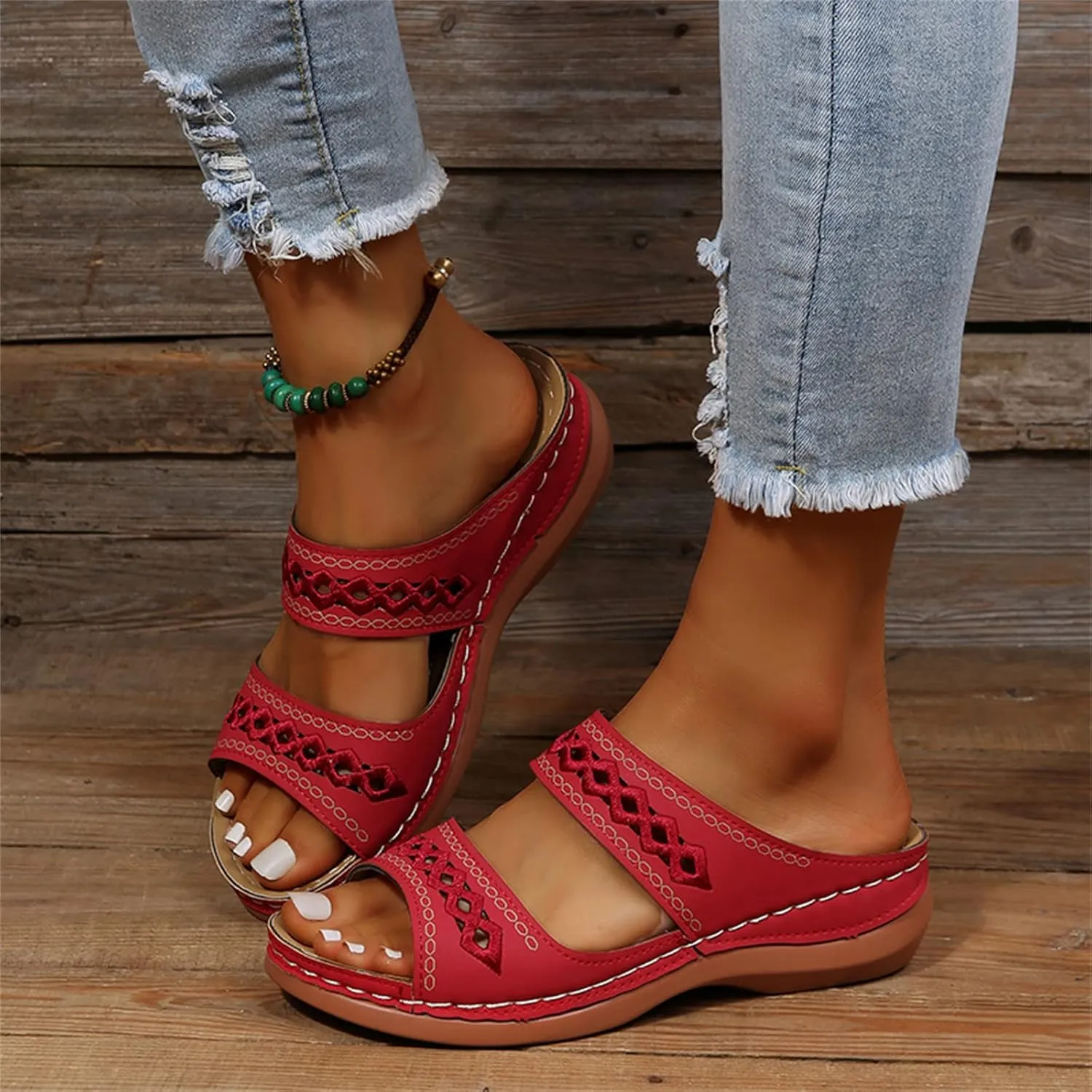 Ladmiple Womens Sandals Comfortable Slides Walking Orthotic Flip Flops Dressy Summer Orthopedic Slippers with Arch Support