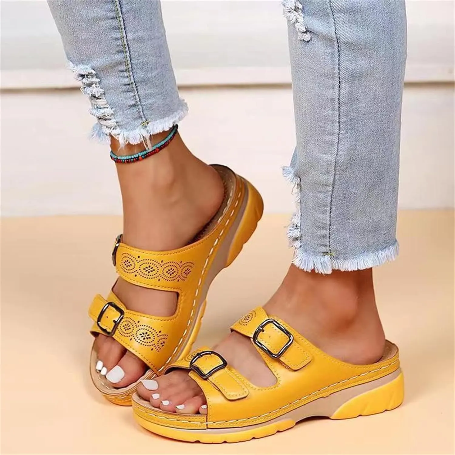 Ladmiple Womens Sandals Comfortable Walking Orthopedic Arch Support Flip Flops Dressy Summer Beach Shoes Orthotic Slides
