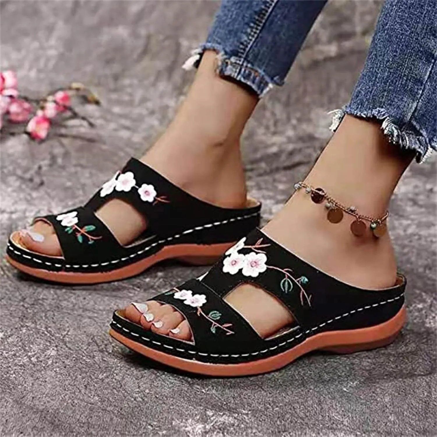 Ladmiple Womens Sandals With Arch Support Dressy Orthotic Slides Comfortable Orthopedic Walking Flip Flops Beach Summer Shoes