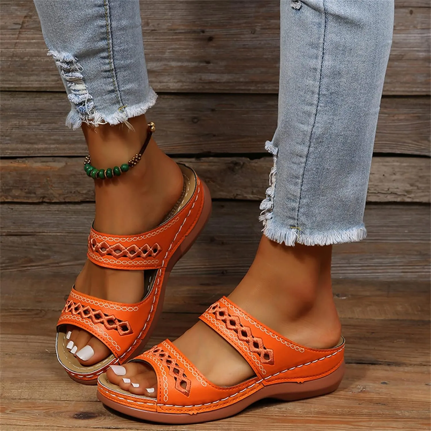 Ladmiple Womens Sandals With Arch Support Plantar Fasciitis Orthopedic Slides Slippers Comfort Summer Orthotic Flip Flops