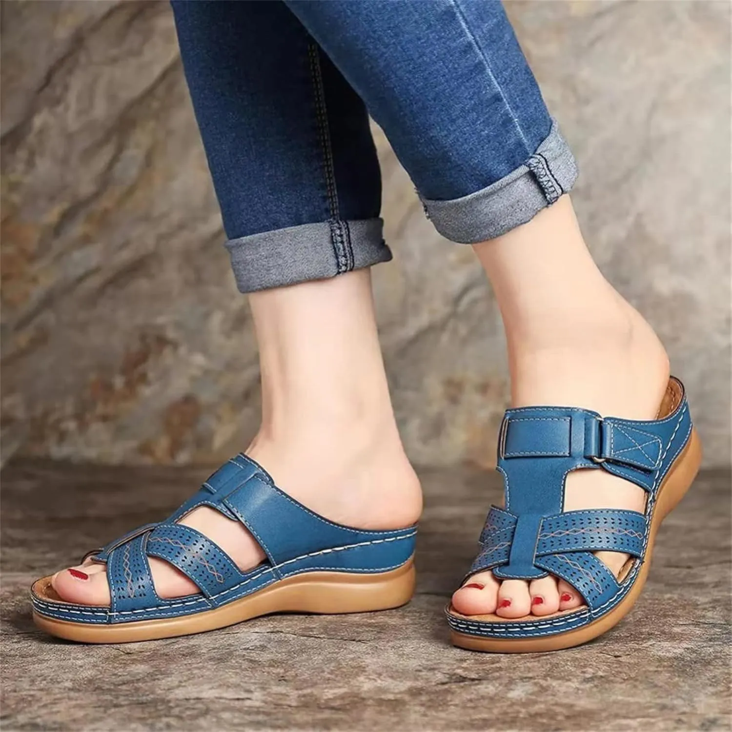 Ladmiple Womens Sandals With Arch Support Plantar Fasciitis Orthotic Flips Flops Flat feet Comfortable Orthopedic Slides