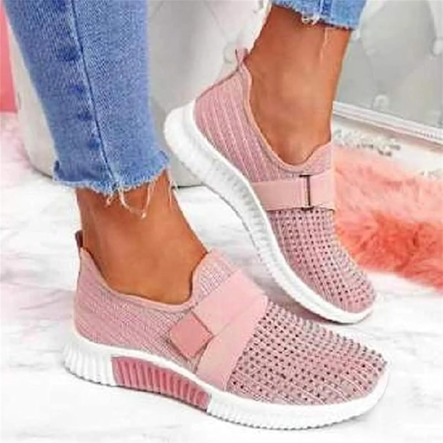 Ladmiple Womens Tennis Shoes Running Fashion Sport Gym Jogging Walking Fitness Sneakers Non Slip Slip On Athletic Shoes