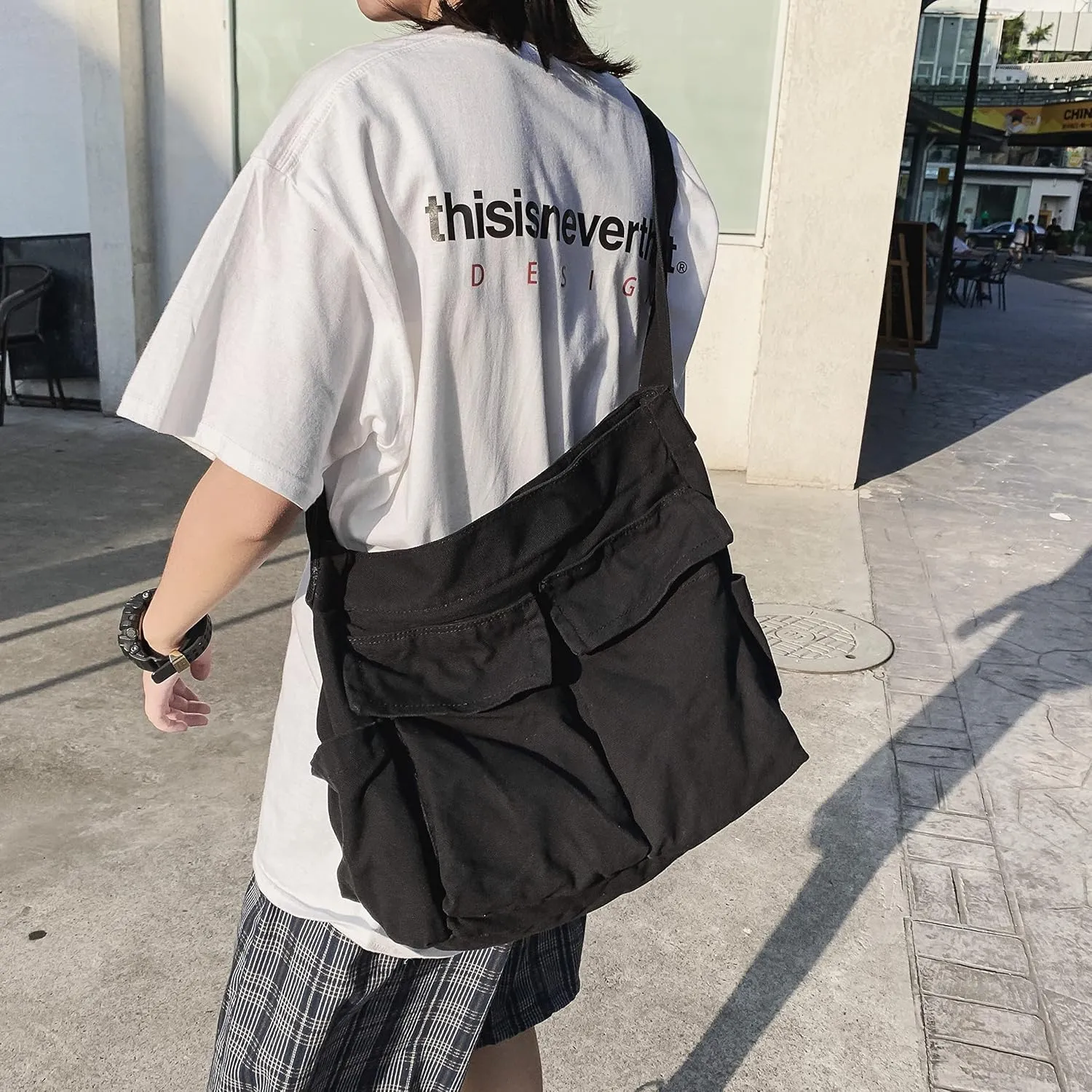 Large Capacity Canvas Hobo Bags for Women & Men, Shoulder Crossbody Bags, Tote Messenger Handbag for Work, Shopping, Travel