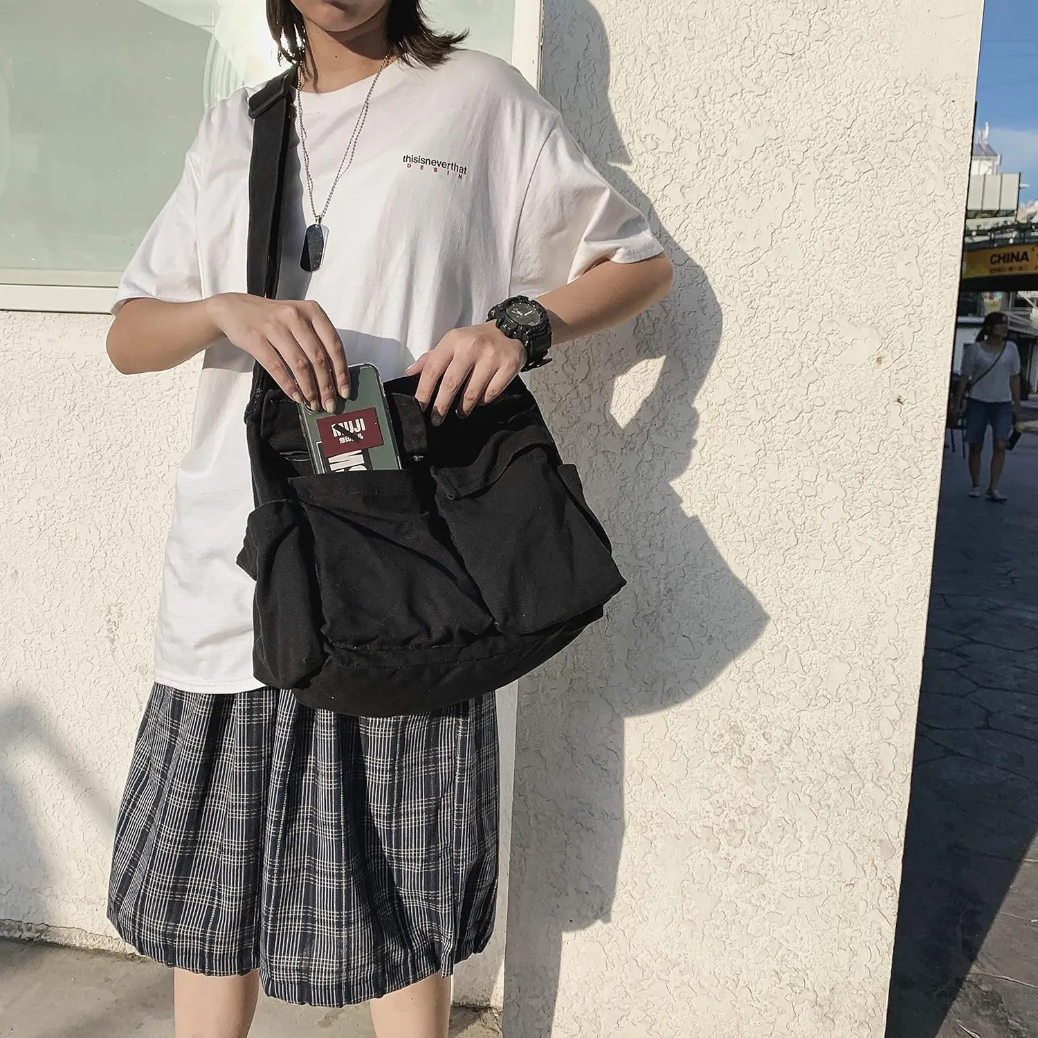 Large Capacity Canvas Hobo Bags for Women & Men, Shoulder Crossbody Bags, Tote Messenger Handbag for Work, Shopping, Travel