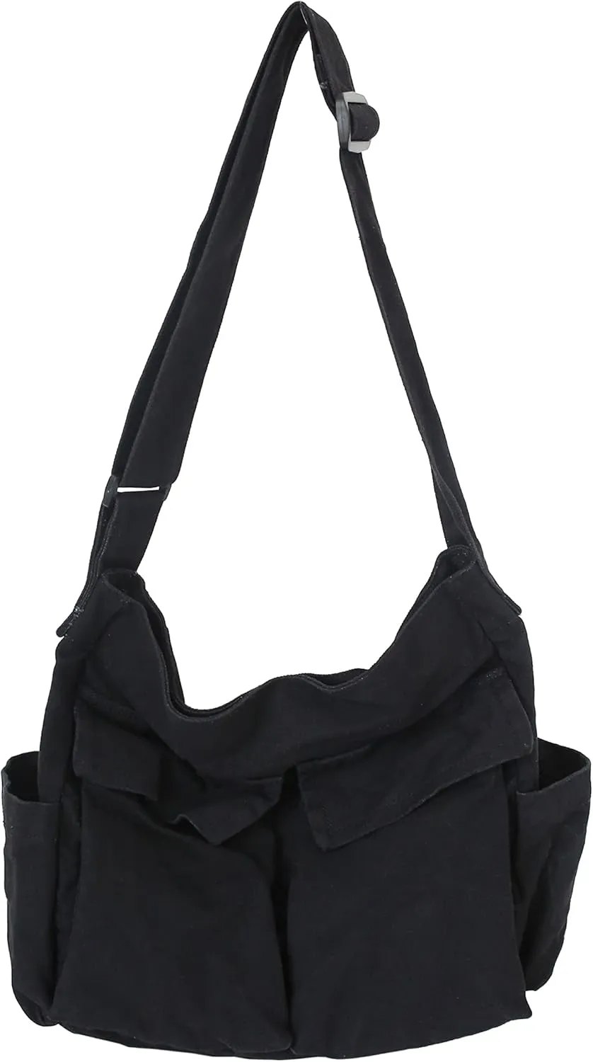 Large Capacity Canvas Hobo Bags for Women & Men, Shoulder Crossbody Bags, Tote Messenger Handbag for Work, Shopping, Travel