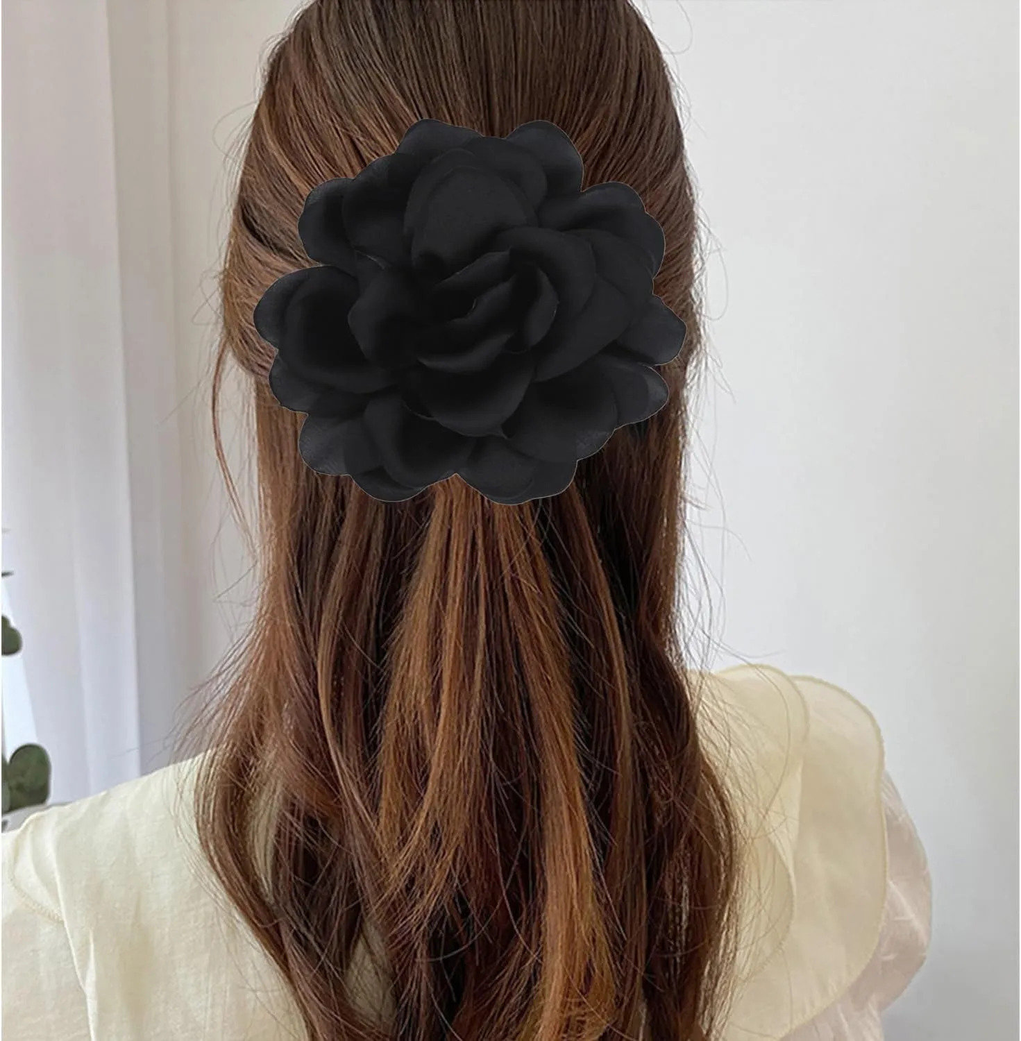 Large Flower Brooches Lapel Pins for Women Satin Fabric Brooches Big Camellia Flower Brooch Pins Wedding Part Dance Clothes Accessories Jewelry Gifts