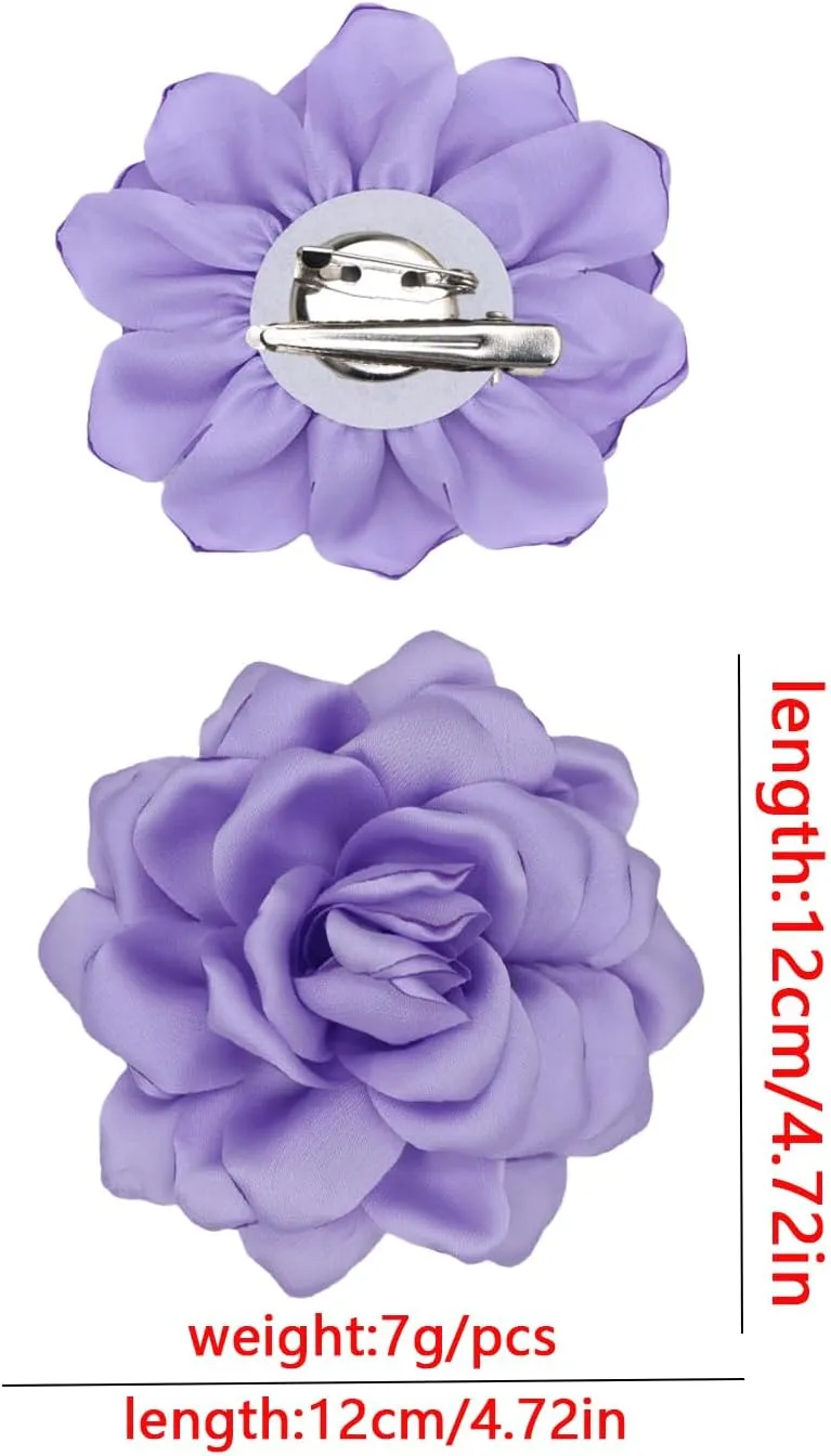 Large Flower Brooches Lapel Pins for Women Satin Fabric Brooches Big Camellia Flower Brooch Pins Wedding Part Dance Clothes Accessories Jewelry Gifts