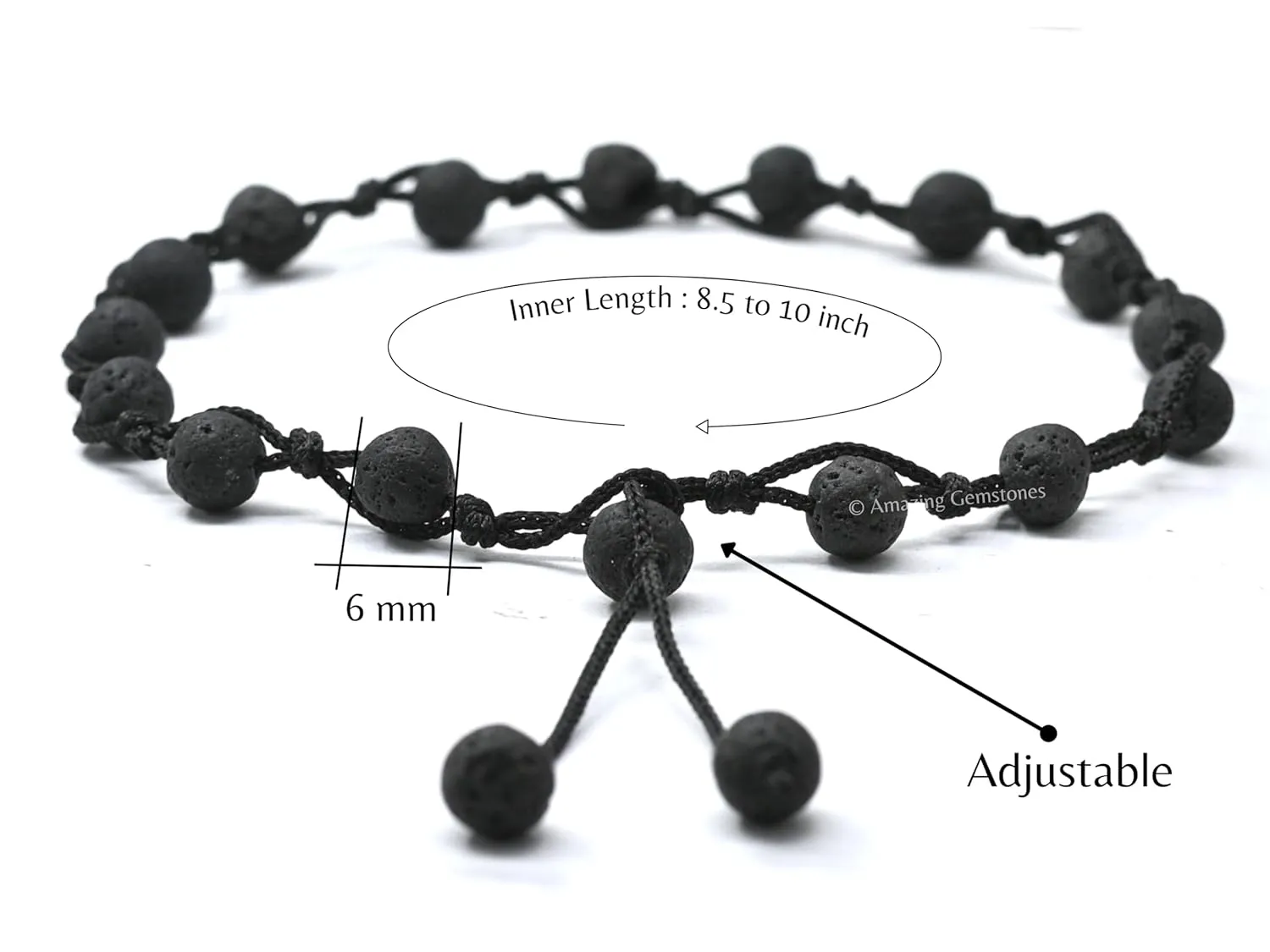 Lava Stone Anklet Ankle Bracelets for Women - Waterproof Beaded Healing Crystal Anklets, Plus Size Chakra Gemstone Bead Anklet (Stretchy Adjustable - Hand Knotted)