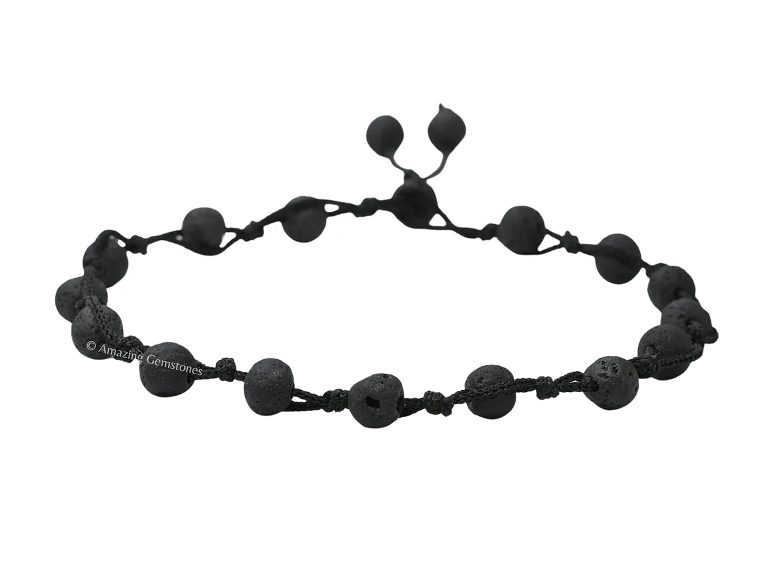Lava Stone Anklet Ankle Bracelets for Women - Waterproof Beaded Healing Crystal Anklets, Plus Size Chakra Gemstone Bead Anklet (Stretchy Adjustable - Hand Knotted)