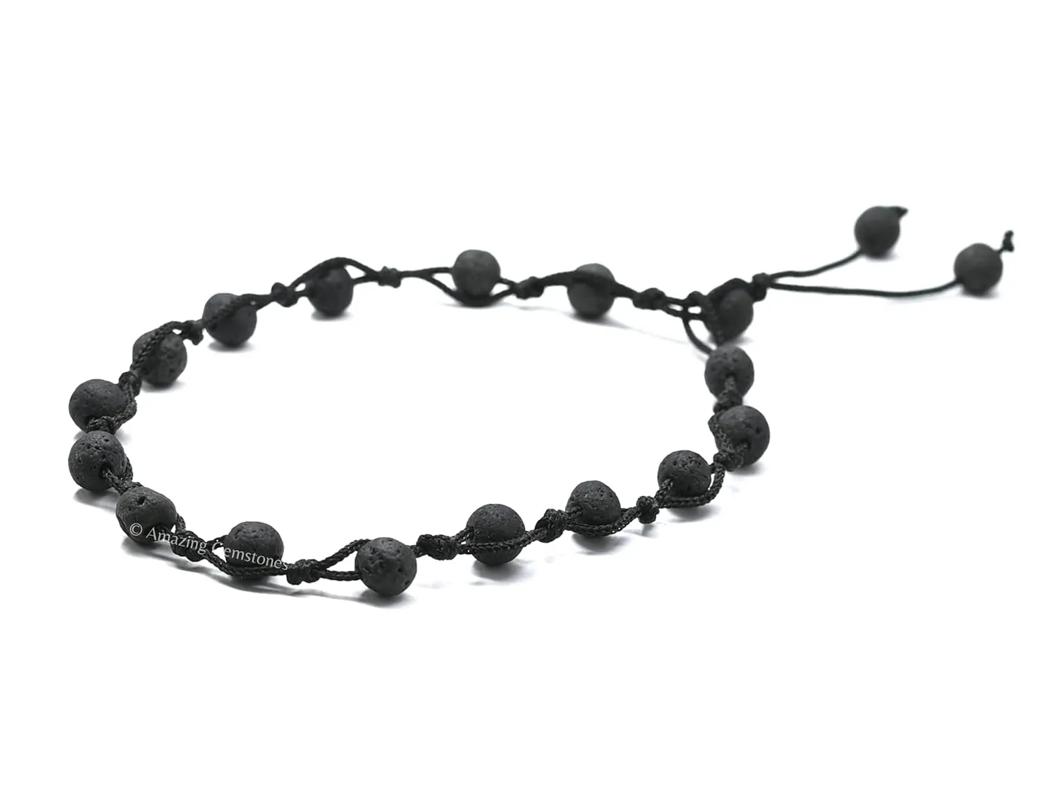 Lava Stone Anklet Ankle Bracelets for Women - Waterproof Beaded Healing Crystal Anklets, Plus Size Chakra Gemstone Bead Anklet (Stretchy Adjustable - Hand Knotted)