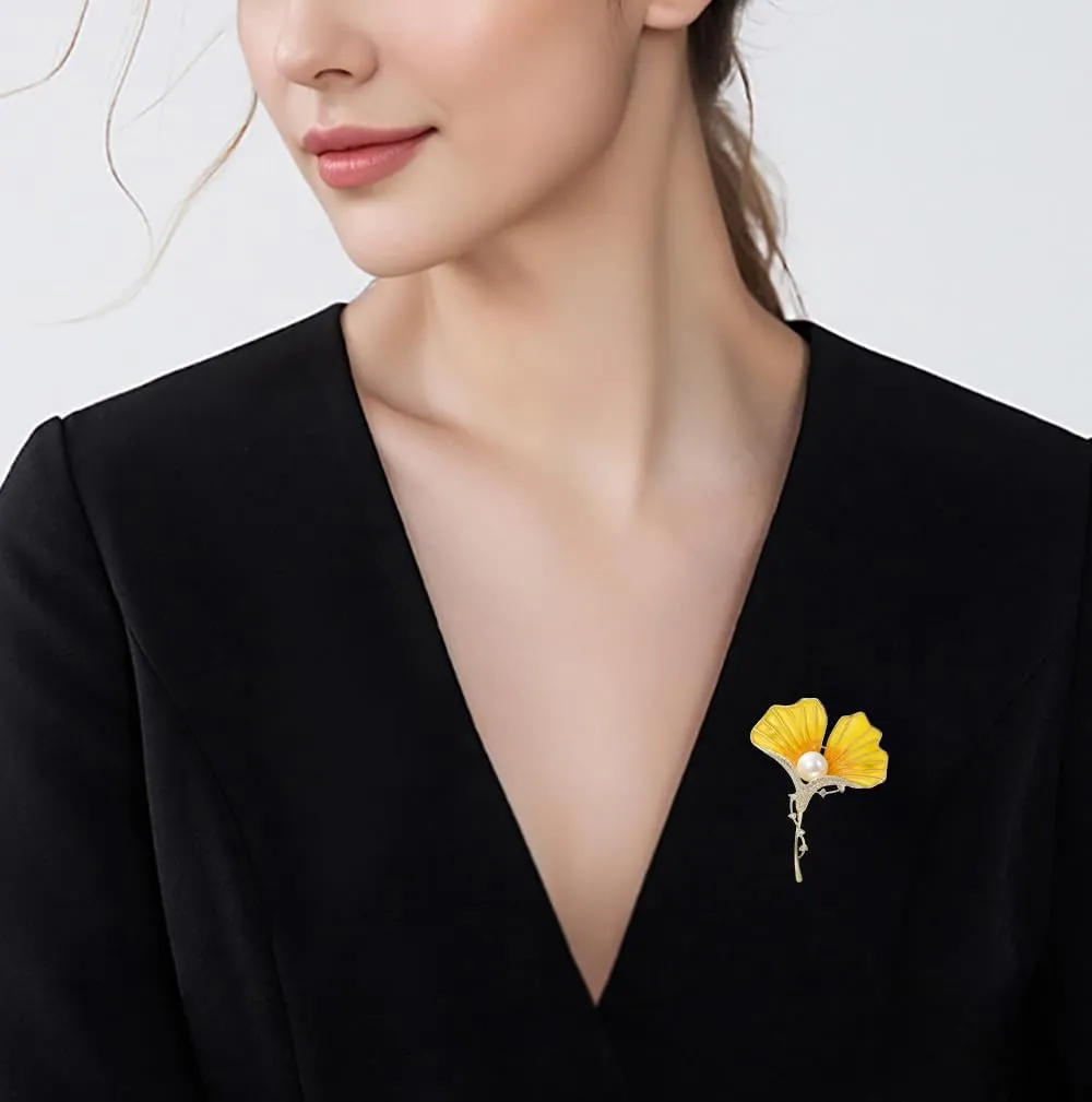 Leaf Brooch Pins for Women Crystal Rhinestone Yellow/Green Brooch for Suits Sweaters Dresses Jackets Coats Fashion Jewelry Accessories & Gifts for Women Mom Brides
