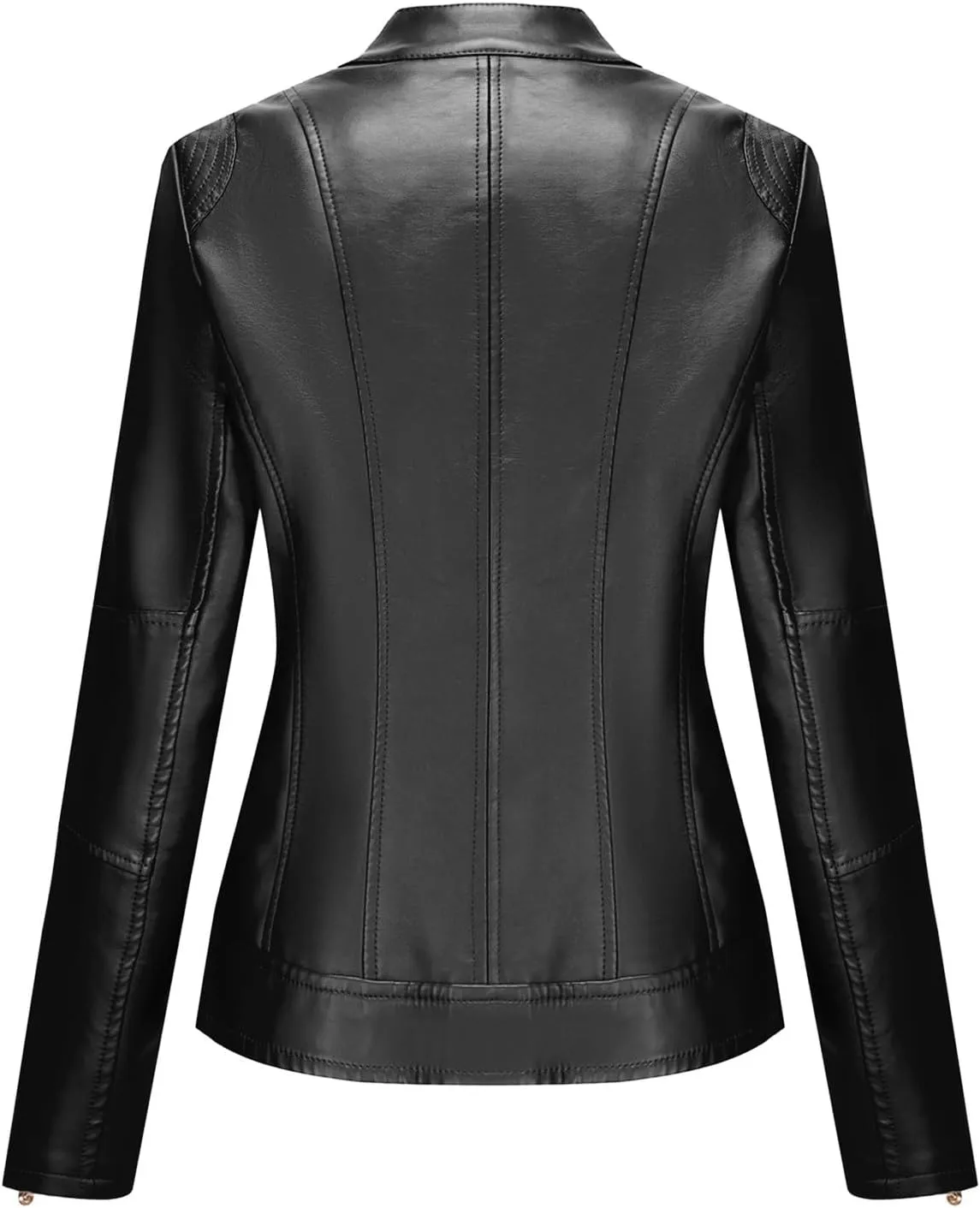 Leather Jacket Women Full Zip Long Sleeve Bomber Jacket Outdoor Windproof Moto Coats Fall Winter Slim Leather Outwear
