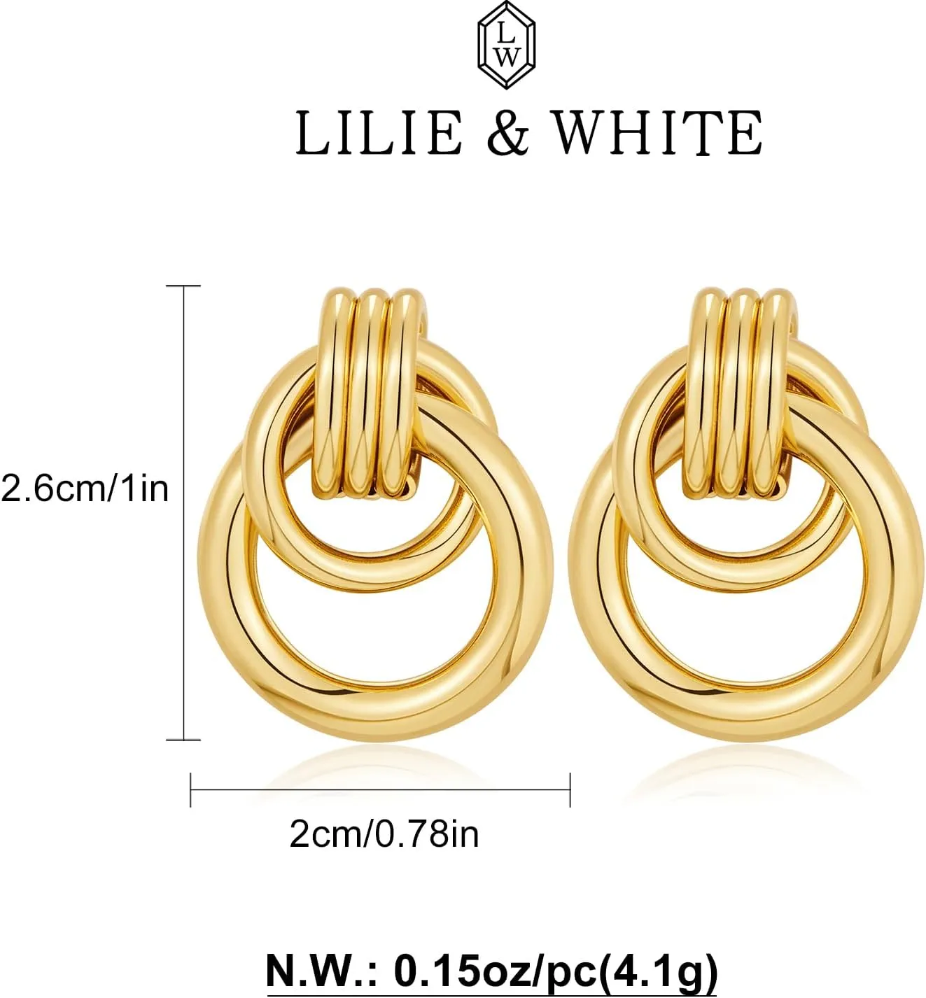LILIE&WHITE Gold Chain Dangle Earrings - Women's Hypoallergenic Fashion Gift Earrings