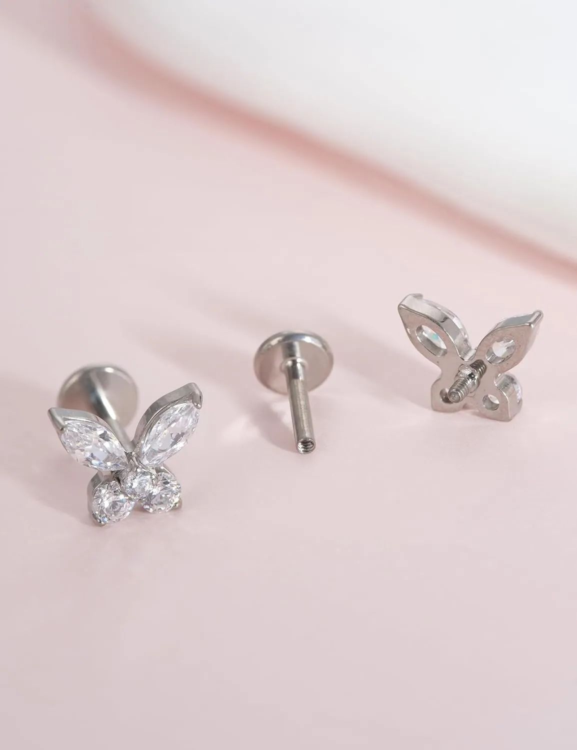 limerencia 18g Titanium Internally Threaded Piercing Jewelry 2PCS Nose Studs Flat Back Earrings Tragus, Helix, Cartilage, Conch, Labret Piercing for Women Men Sensitive Ears