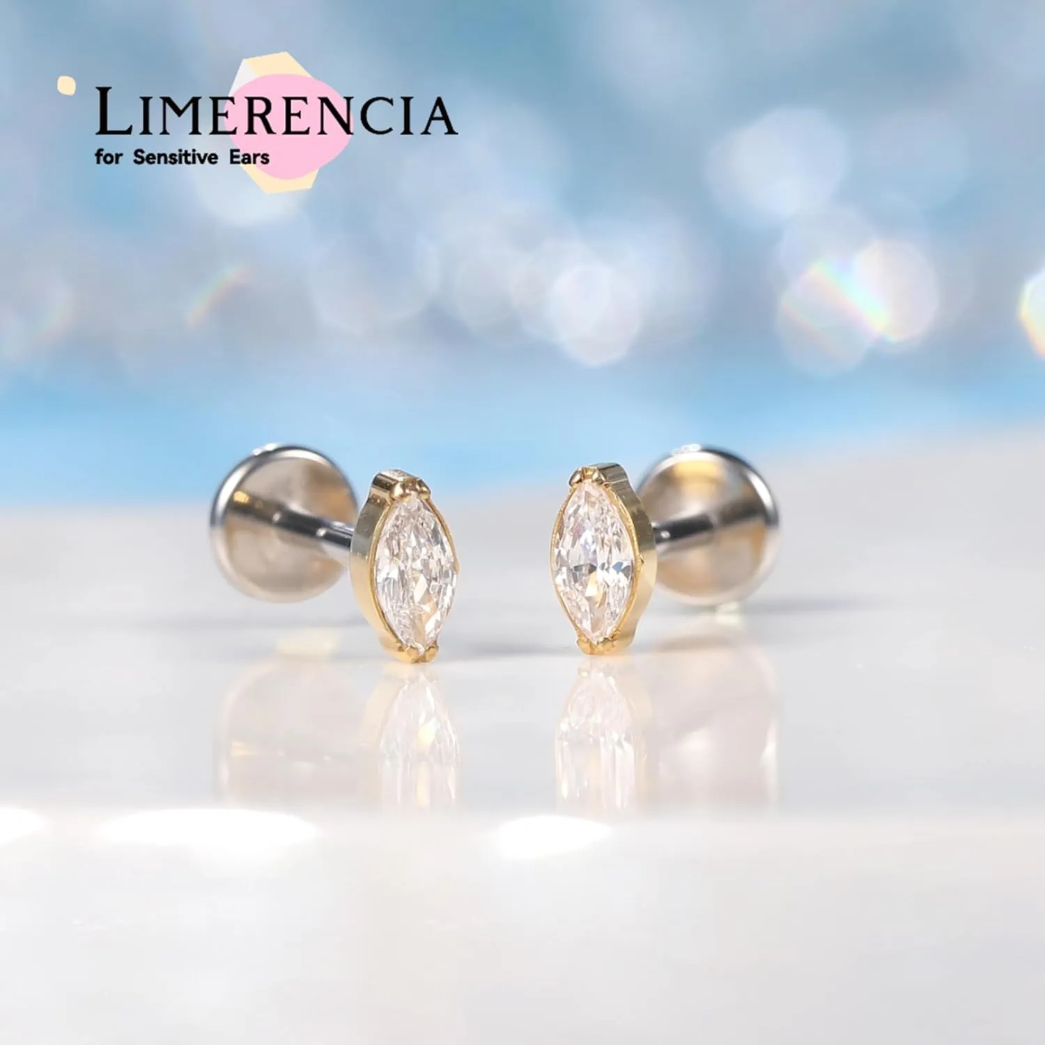 Limerencia G23 Hypoallergenic 18g Flat Back Stud Earrings | F136 Implant Grade Titanium Press Fit Threadless Push Pop in Cartilage Helix Labret Lip Monroe Tragus Piercing Studs