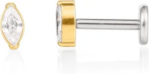 Limerencia G23 Hypoallergenic 18g Flat Back Stud Earrings | F136 Implant Grade Titanium Press Fit Threadless Push Pop in Cartilage Helix Labret Lip Monroe Tragus Piercing Studs