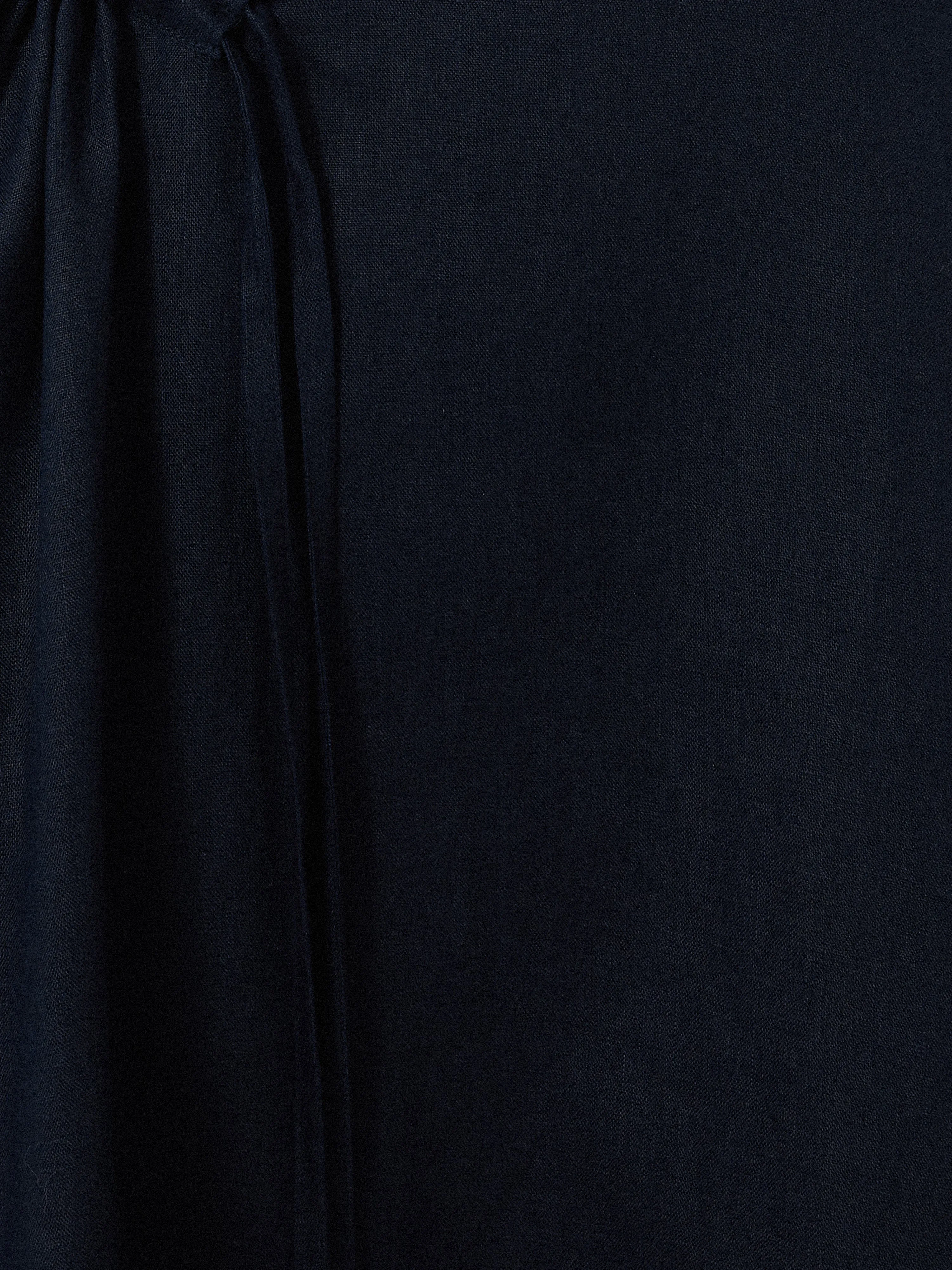 Linen Channel Midi Dress | Navy