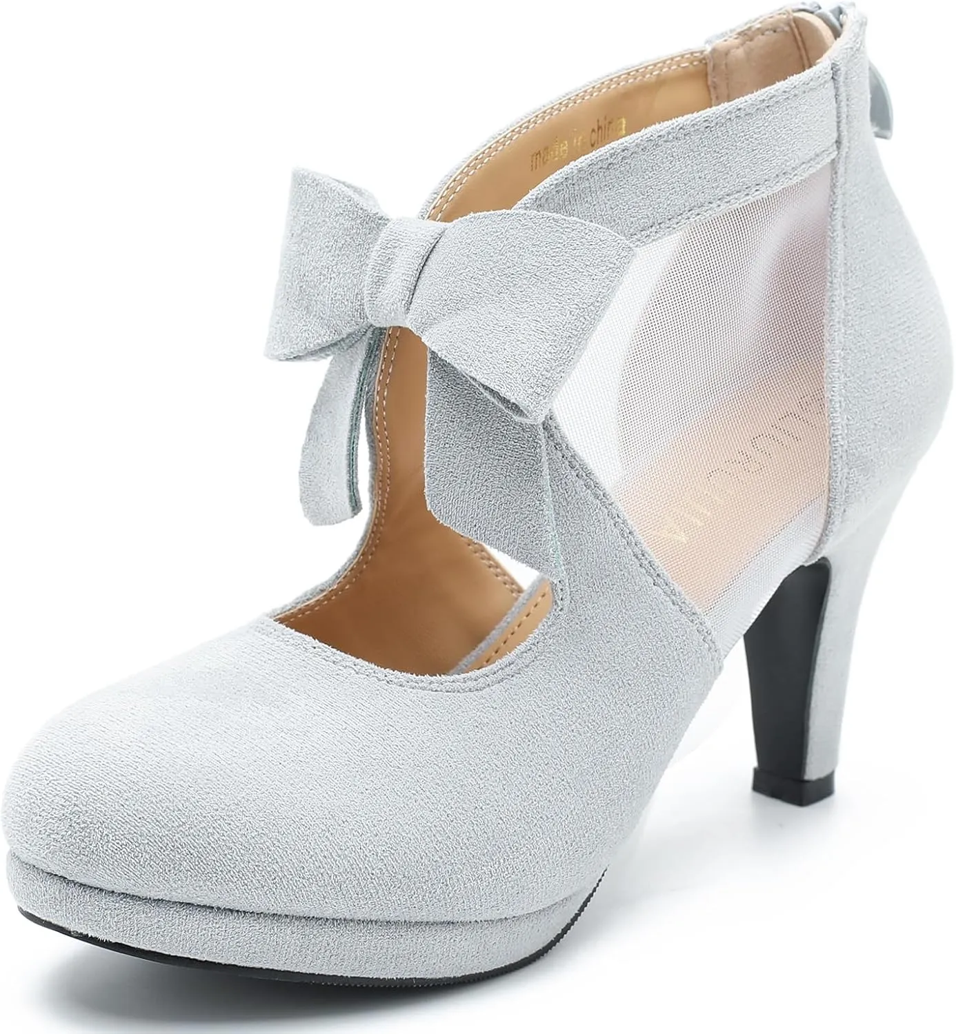 LIURUIJIA Women's Platform High Heels Bow Pumps Cutout Mesh Panel Wedding Work Party Dress Shoes