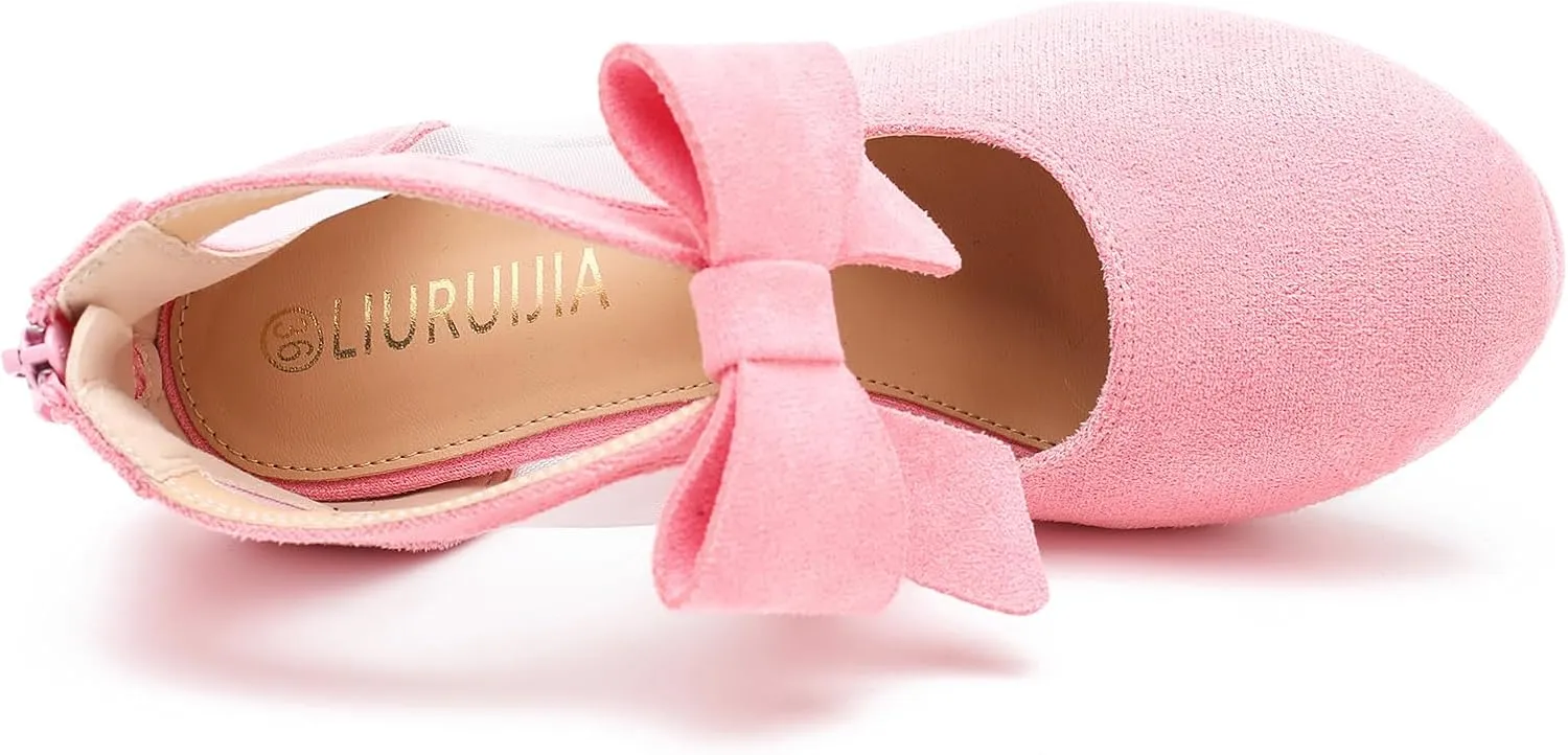 LIURUIJIA Women's Platform High Heels Bow Pumps Cutout Mesh Panel Wedding Work Party Dress Shoes