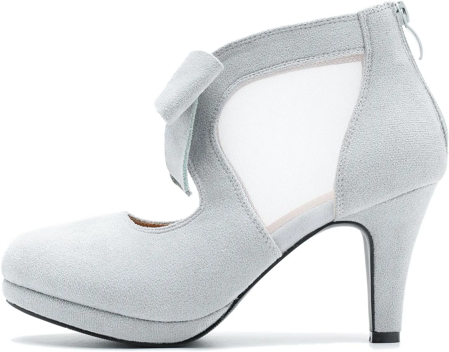 LIURUIJIA Women's Platform High Heels Bow Pumps Cutout Mesh Panel Wedding Work Party Dress Shoes