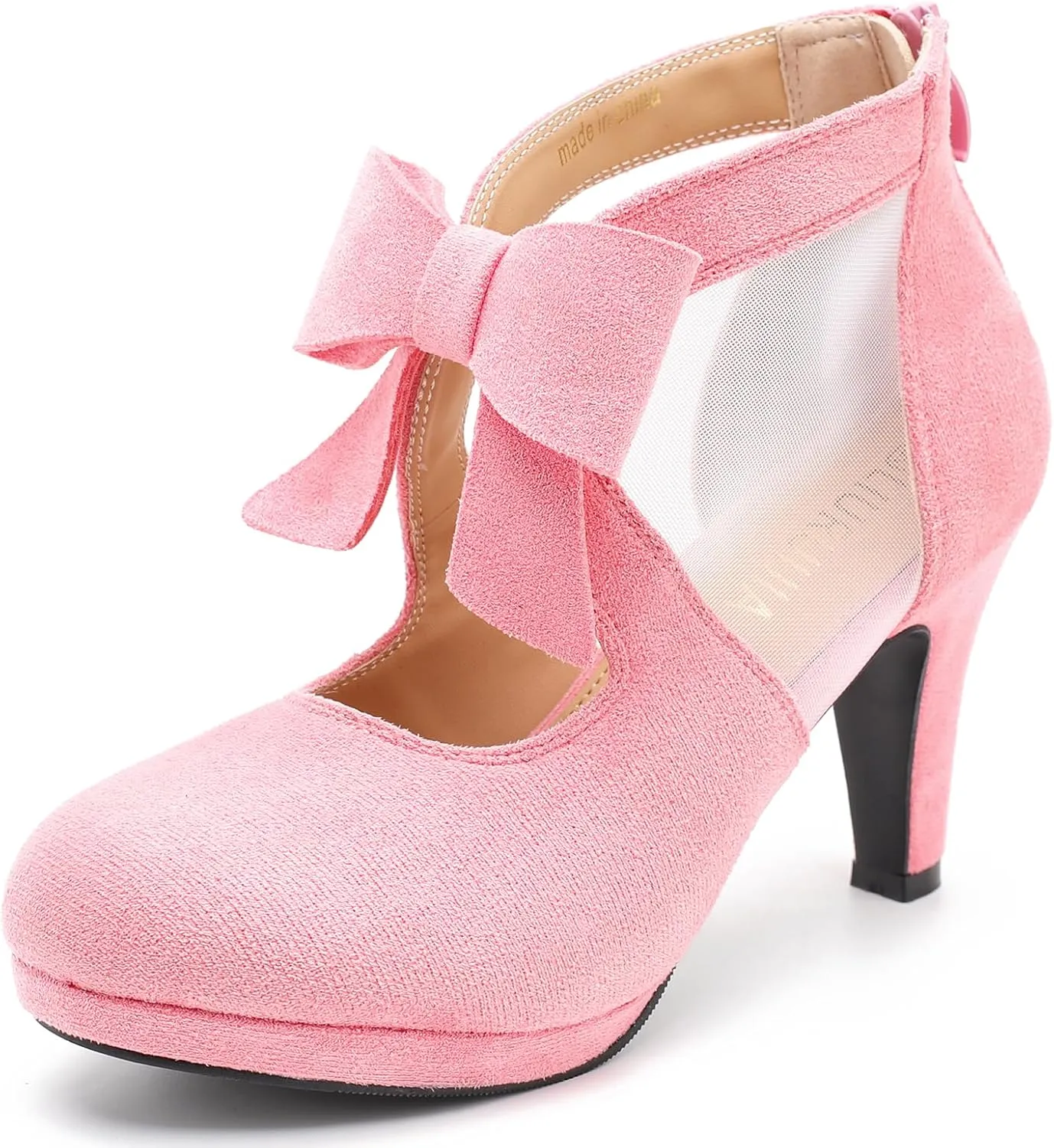 LIURUIJIA Women's Platform High Heels Bow Pumps Cutout Mesh Panel Wedding Work Party Dress Shoes