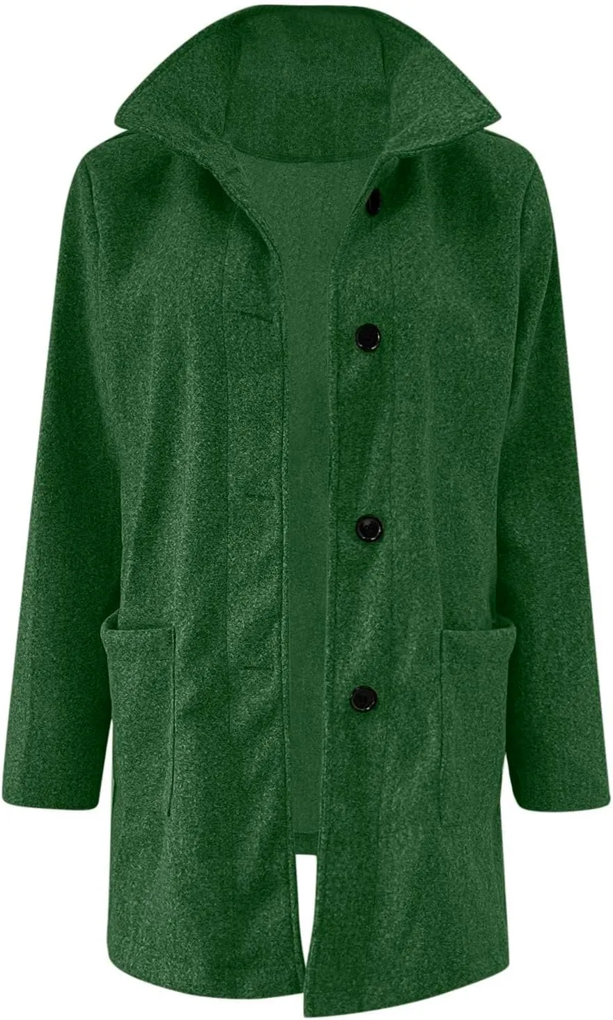 Long Pea Coats for Women Casual Thicken Wool Blend Stand Collar Single Breasted Peacoat Elegant Trench Coat Overcoat