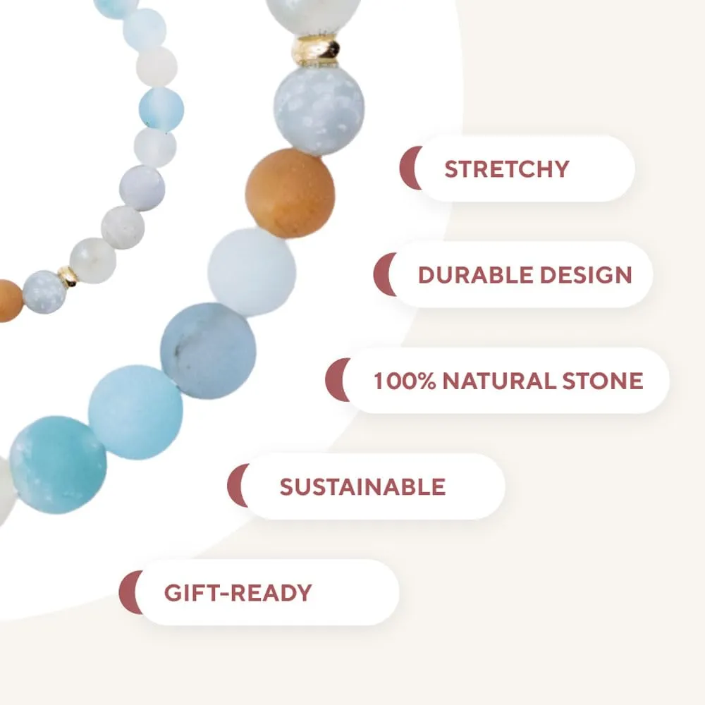 Love & Grace Handmade Amazonite Stone Beaded Bracelets - Premium 6mm Beads with Durable Elastic Stretch Wristbands, Vibrating Good Energy, Blessing, Grounding, Power, for Men and Women