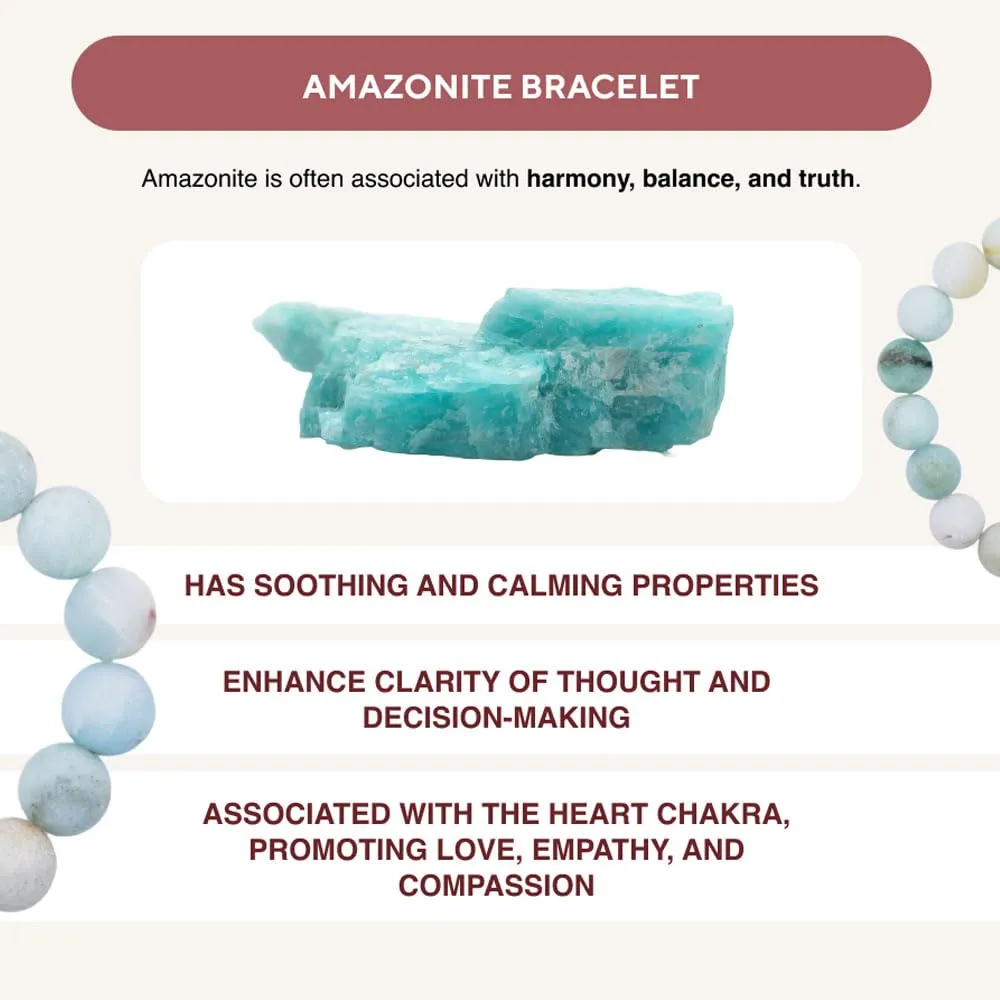 Love & Grace Handmade Amazonite Stone Beaded Bracelets - Premium 6mm Beads with Durable Elastic Stretch Wristbands, Vibrating Good Energy, Blessing, Grounding, Power, for Men and Women