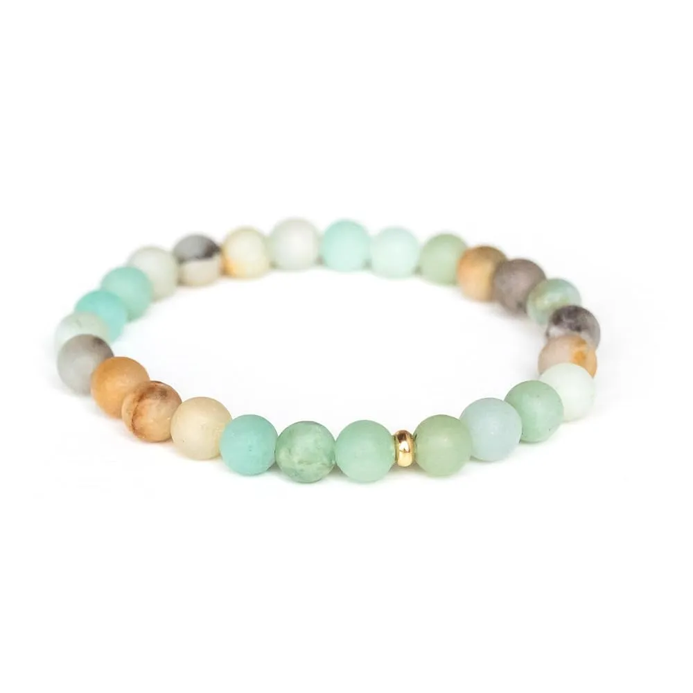 Love & Grace Handmade Amazonite Stone Beaded Bracelets - Premium 6mm Beads with Durable Elastic Stretch Wristbands, Vibrating Good Energy, Blessing, Grounding, Power, for Men and Women