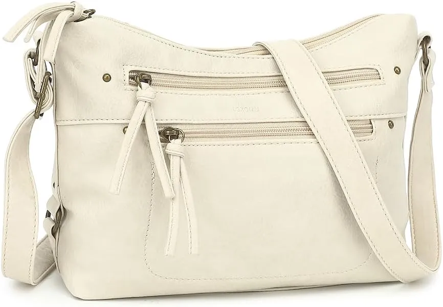 LOXOMU Medium Crossbody Bags for Women, Vegan Leather Crossbody Purse with Milti-pocket Trendy Shoulder Handbag for Travel