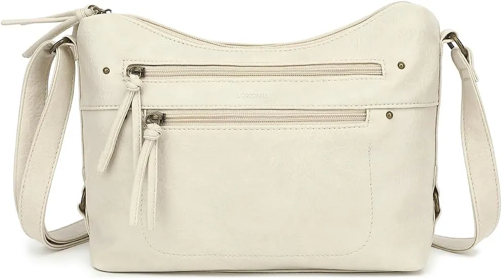 LOXOMU Medium Crossbody Bags for Women, Vegan Leather Crossbody Purse with Milti-pocket Trendy Shoulder Handbag for Travel