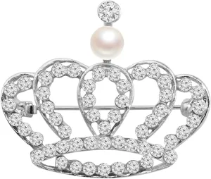 LQRI Crystal Rhinestone Princess Queen Crown Brooch Pin Tiara Crown Brooches Crown Tiara for Wedding Party/Banquet/Birthday