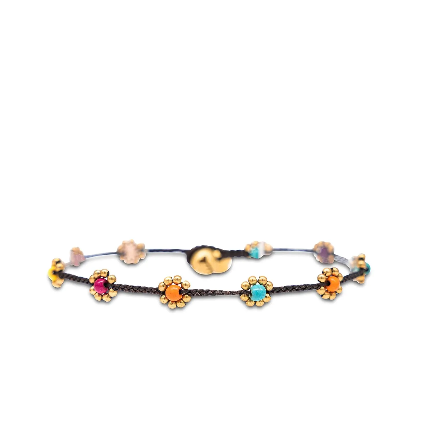 Made by Nami Boho Surfer Anklet Waterproof & Adjustable Beaded Anklets for Women Beachy Ankle Bracelet Made from Waxed Cotton Rope and Beads for Summer and Hippie Style (Multi Beads)