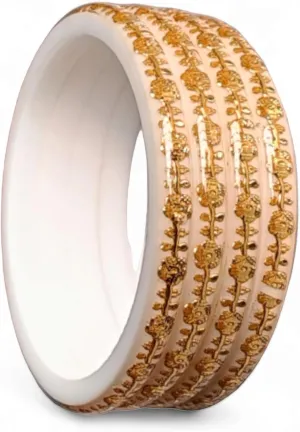 Meenakshi imitation Set of 4 White Brass Plastic Gold-plated Shakha Pola Bangles For Women Festival Wear Jewelry