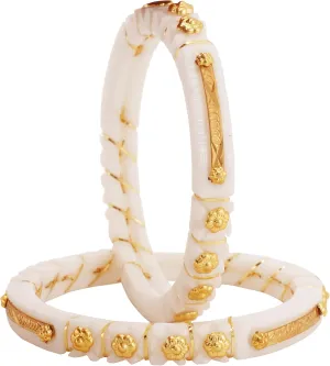 Meenakshi imitation White Handcrafted Gold Plated Shakha Pola Bangles Set of 2 Gift For Her Indian Bollywood Designer Women Jewelry Bangle Bracelets Kangan
