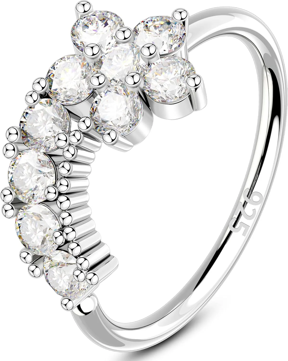Melighting 20G Flower Nose Hoop Ring 925 Sterling Silver Nose Piercing Seamless Open Clear CZ Helix Piercing 8 mm Cartilage Earring Nose Ring Hoop for Women