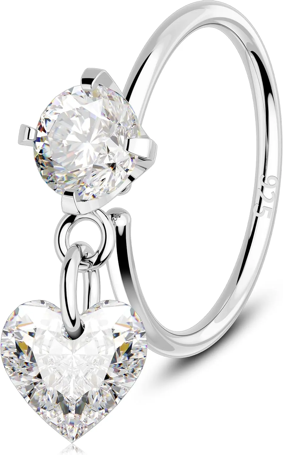 Melighting 20G Nose Hoop Ring 925 Sterling Silver Seamless Open Nose Piercing Dangle Star/Square/Heart Helix Earring Clear CZ 8 mm Cartilage Earring Nose Ring