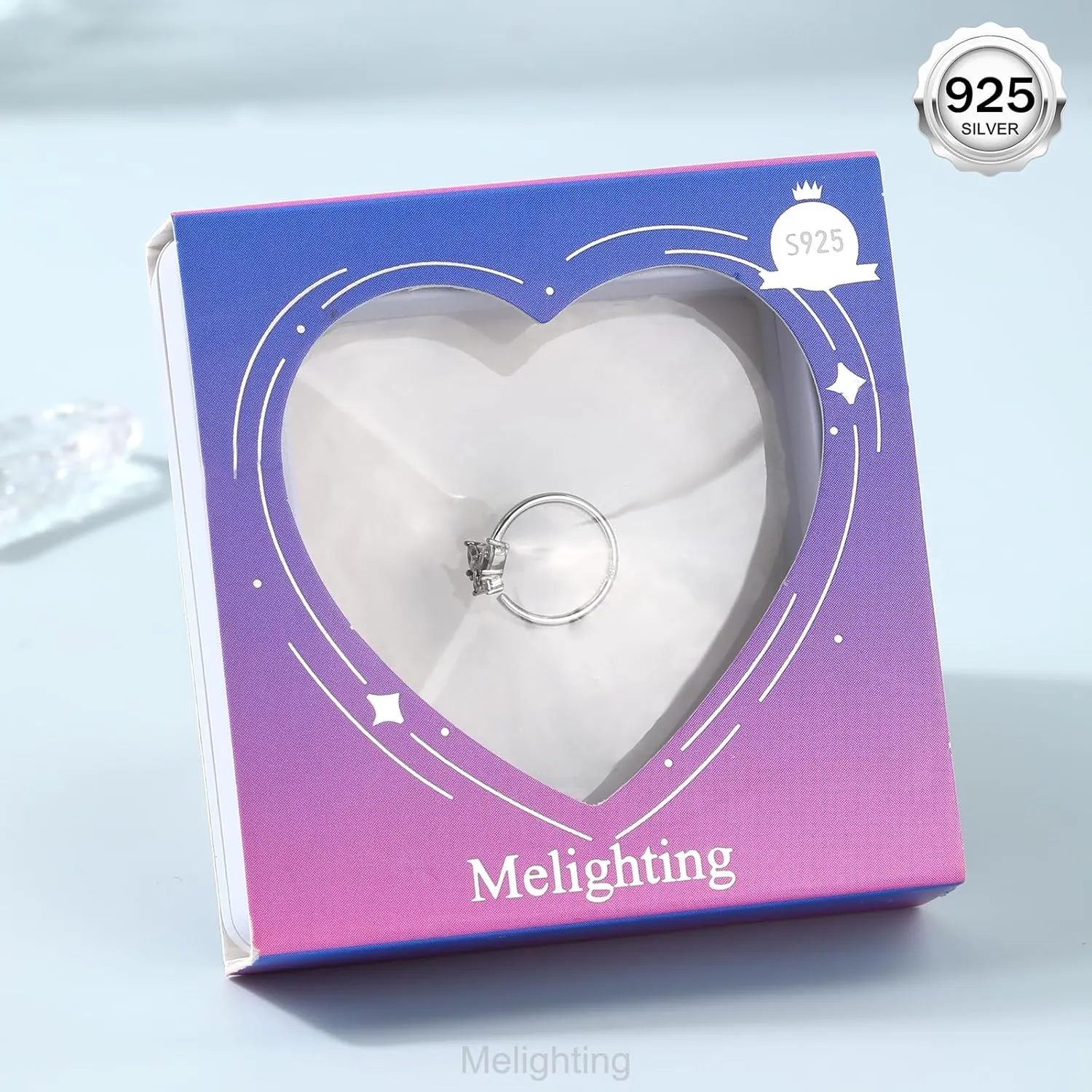 Melighting 20G Nose Ring Hoop 925 Sterling Silver Seamless Open Nose Piercing Dangle Heart Helix Earring Clear CZ 8 mm Cartilage Earring Nose Jewelry for Women