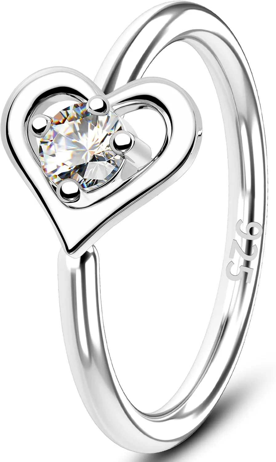 Melighting 20G Nose Ring Hoop 925 Sterling Silver Seamless Open Nose Piercing Dangle Heart Helix Earring Clear CZ 8 mm Cartilage Earring Nose Jewelry for Women