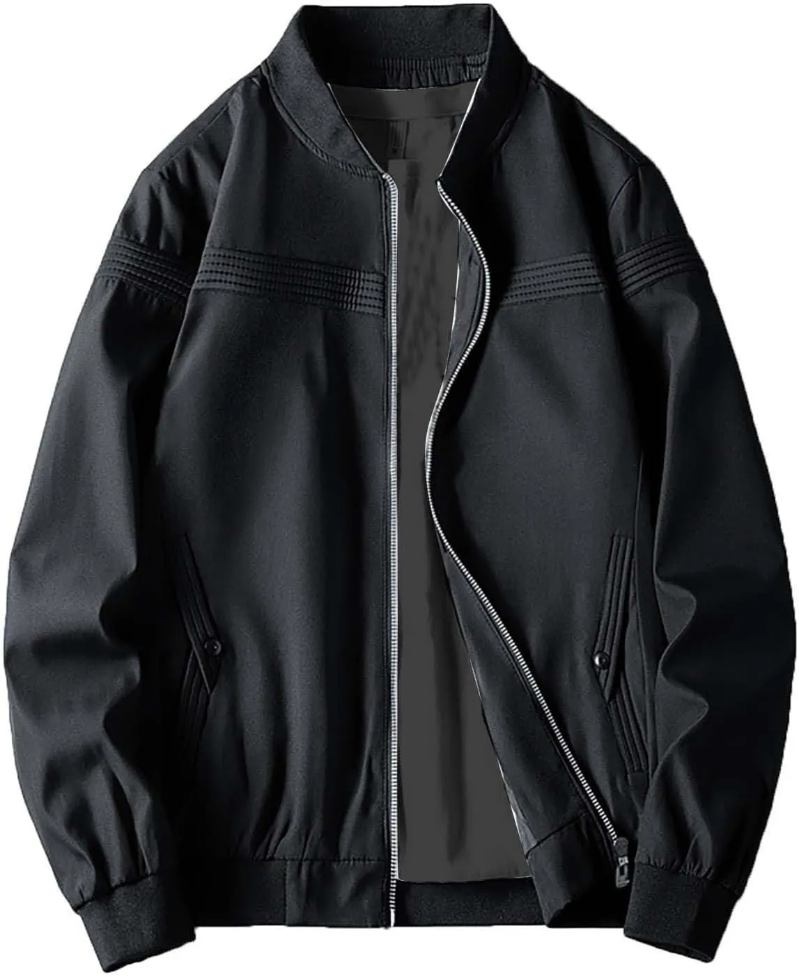 Men's Jacket Lightweight Bomber Jacket Casual Classic Windbreaker Jackets Windproof Zip Up Coats with Pockets
