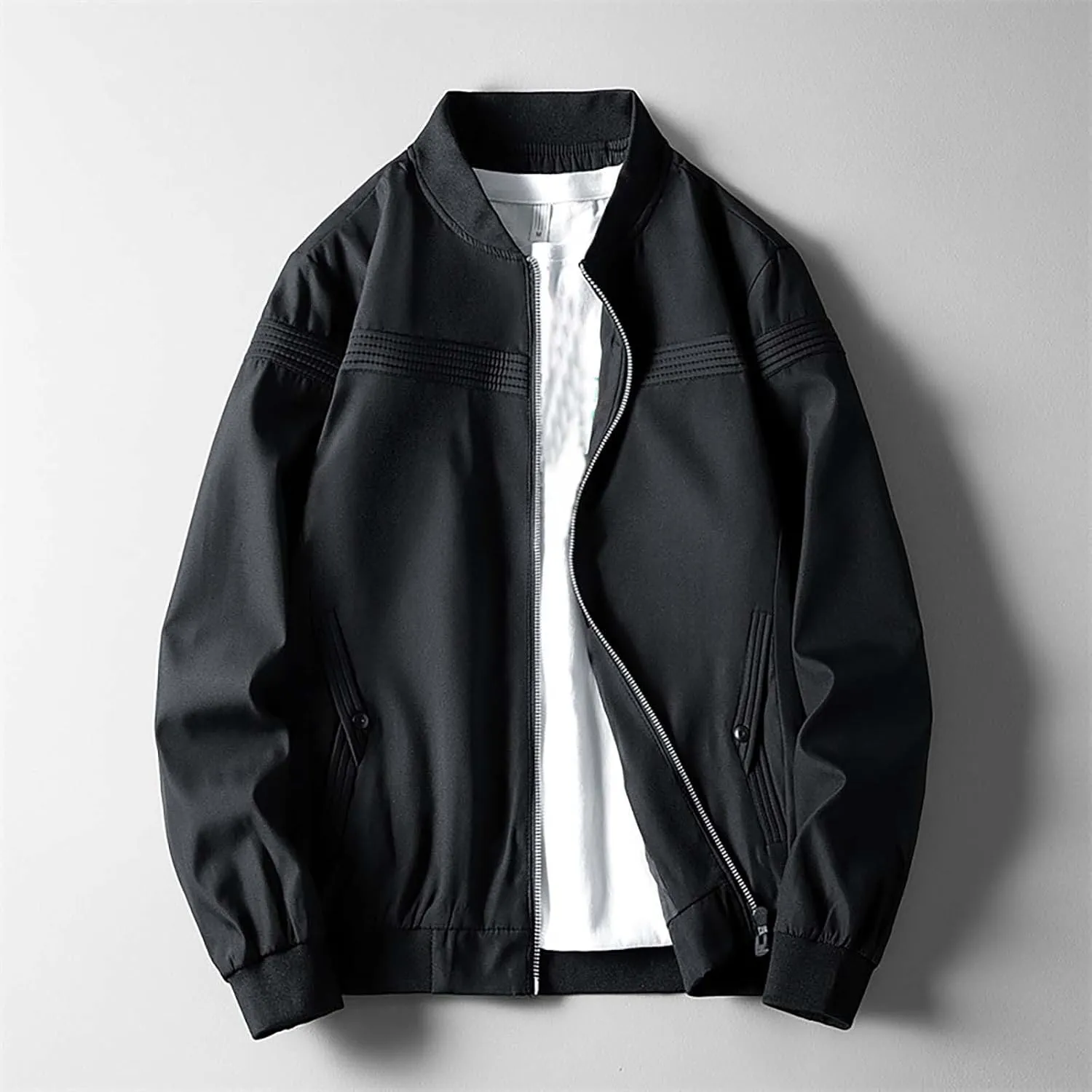 Men's Jacket Lightweight Bomber Jacket Casual Classic Windbreaker Jackets Windproof Zip Up Coats with Pockets
