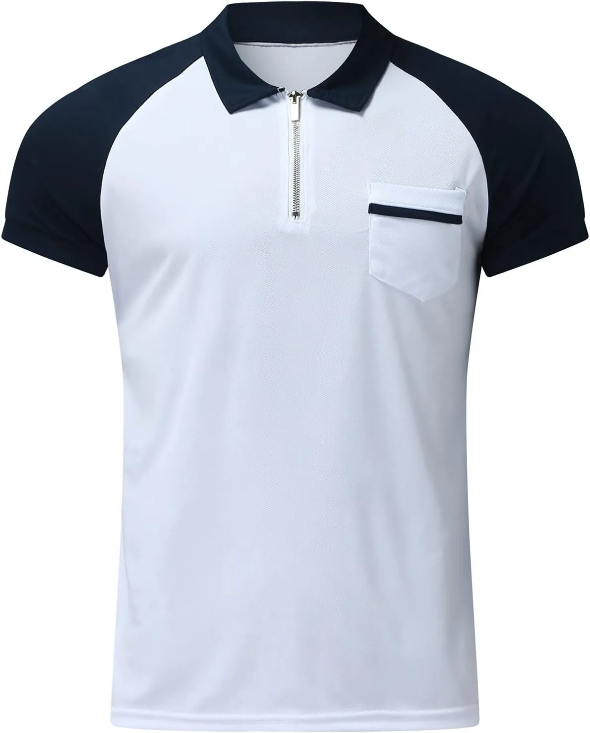 Mens Short Sleeve Golf Polos Shirts Zip Up Striped Graphic Printed Sweatshirts Sports Shirts Slim Fit Pullover Tops
