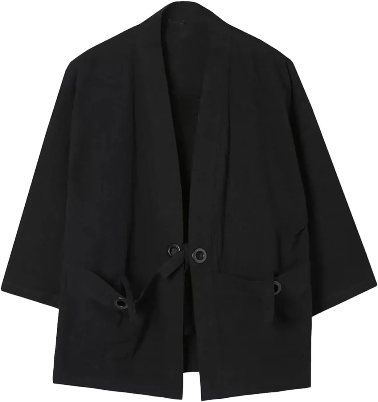 Mens Style National Style Retro Loose Thin Cardigan Kimono Japanese Robe 7 Cropped Sleeve Mens Sweater Zipper Mens Coats