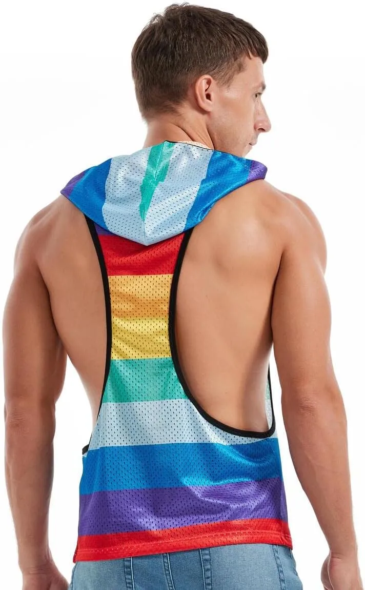 Men's Workout Hooded Tank Tops Bodybuilding Muscle Cut Off T Shirt Sleeveless Gym Hoodies