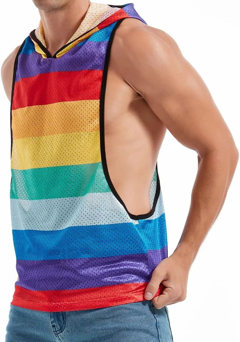 Men's Workout Hooded Tank Tops Bodybuilding Muscle Cut Off T Shirt Sleeveless Gym Hoodies