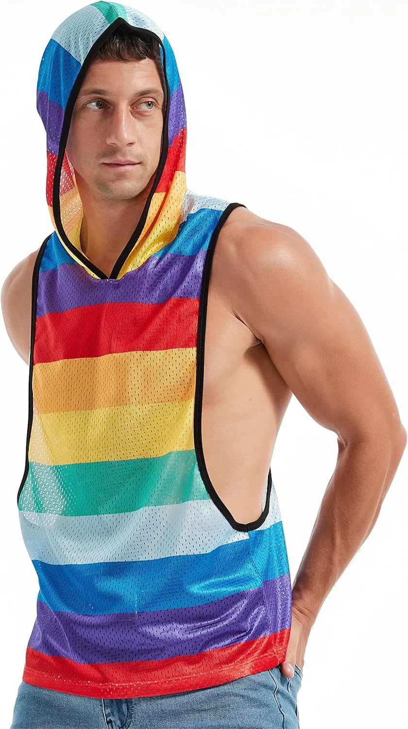 Men's Workout Hooded Tank Tops Bodybuilding Muscle Cut Off T Shirt Sleeveless Gym Hoodies