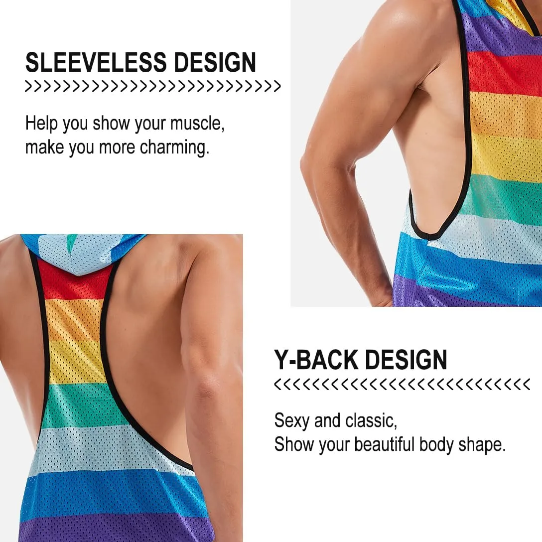 Men's Workout Hooded Tank Tops Bodybuilding Muscle Cut Off T Shirt Sleeveless Gym Hoodies